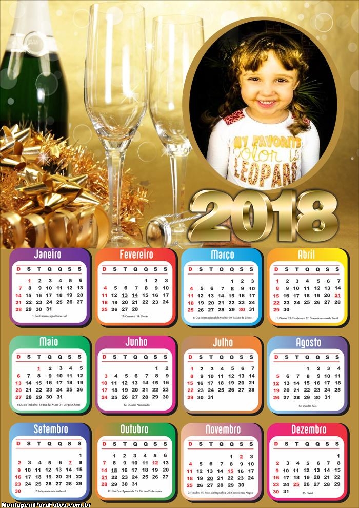 Montar Calendário 2018 Festa Fim de Ano