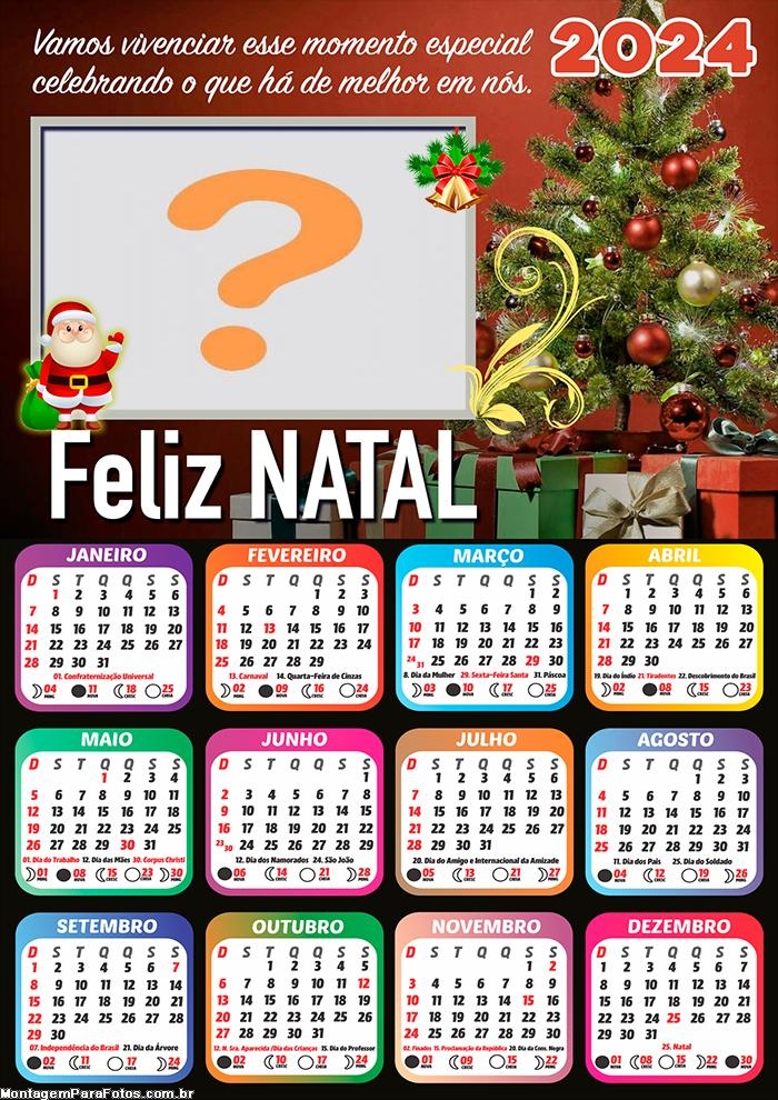 Colagem Grátis Calendário 2024 Feliz Natal Celebrando o que há de melhor