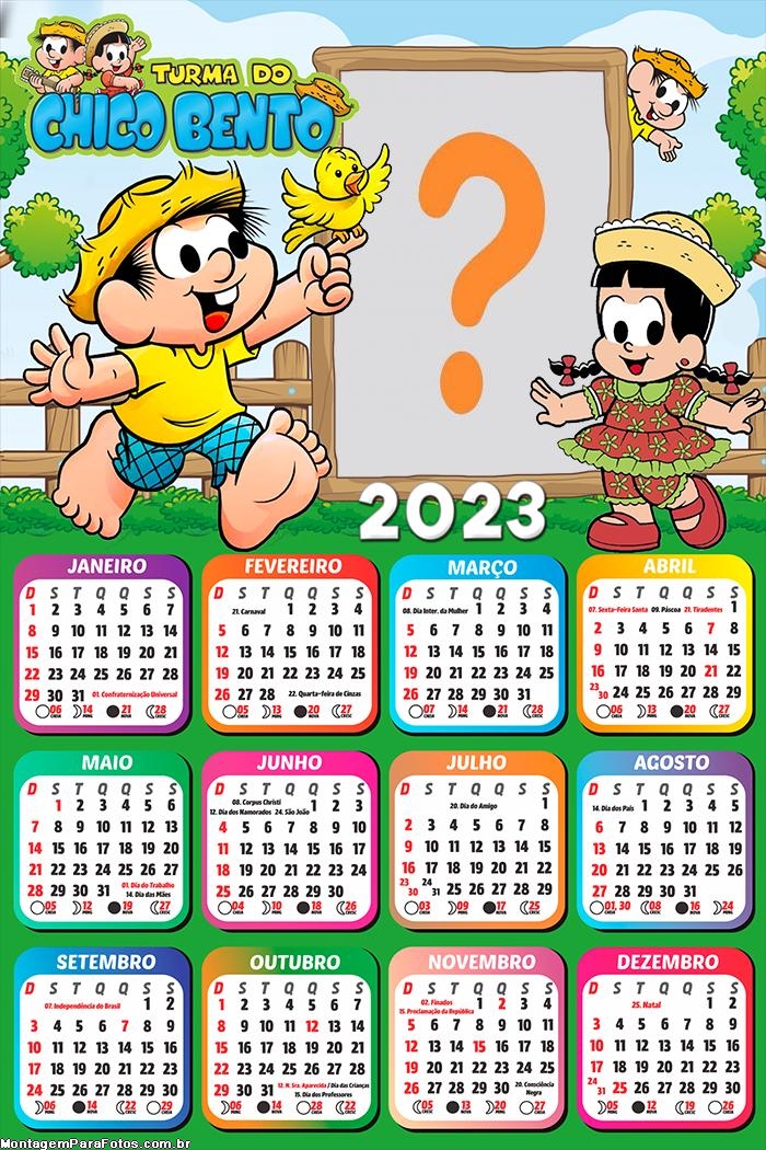 Calendário 2023 Chico Bento Fazer Montagem Grátis