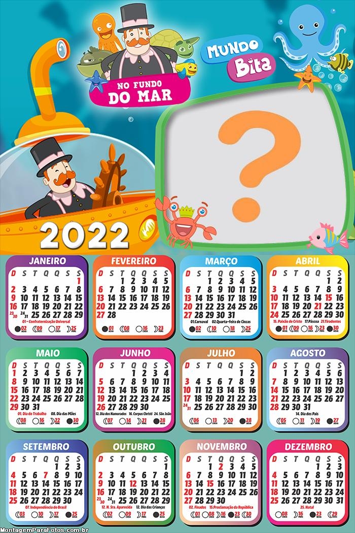 Calendário 2022 No Fundo do Mar Mundo Bita