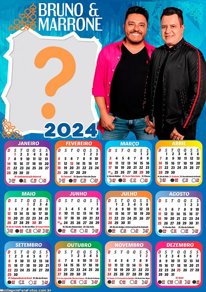 Calendário 2024 Bruno e Marrone Montagem de Foto Grátis
