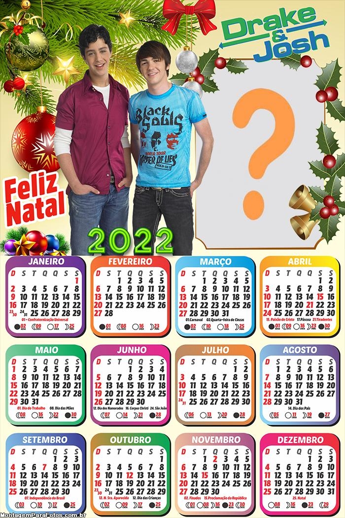 Calendário 2022 Feliz Natal com Muito Amor Moldura de Foto Online