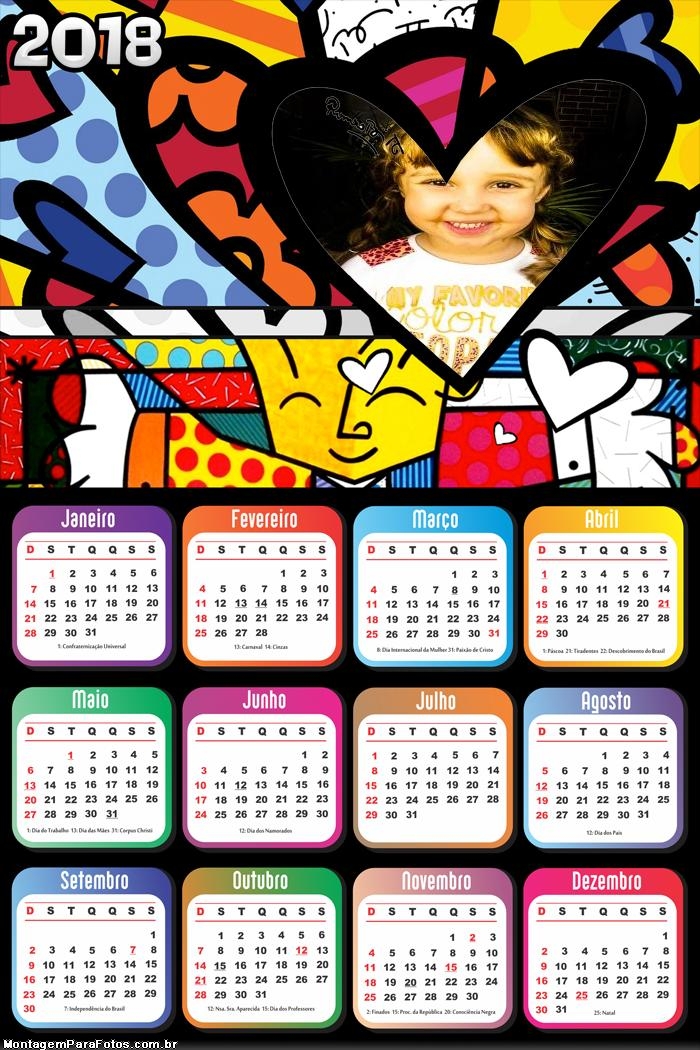 Calendário 2018 Romero Britto