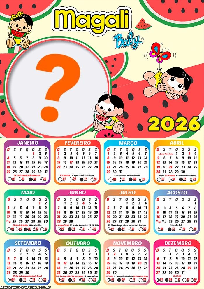 Calendário 2026 Magali Baby Montagem de Foto