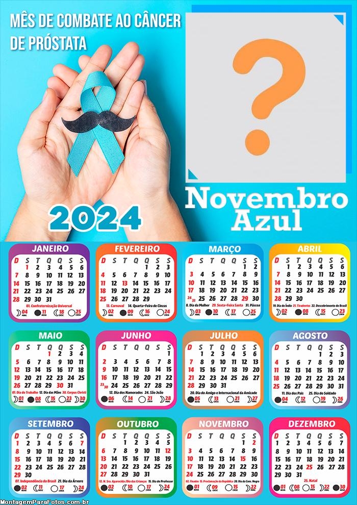 Foto Grátis Online Calendário 2024 Novembro Azul