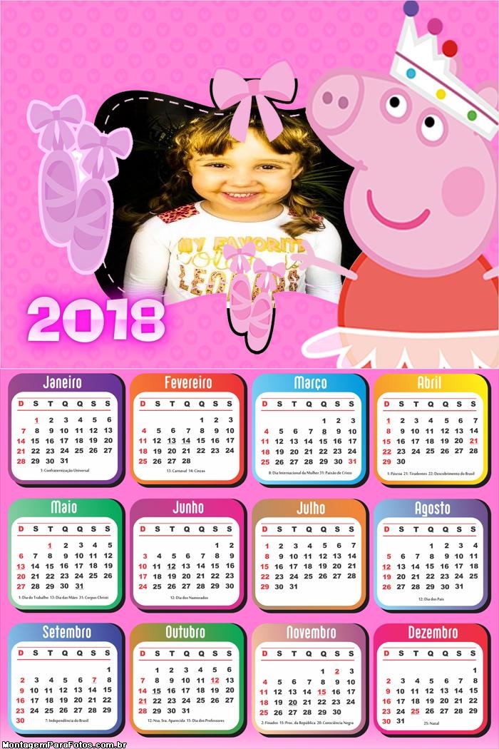 Calendário 2018 Peppa Pig Bailarina