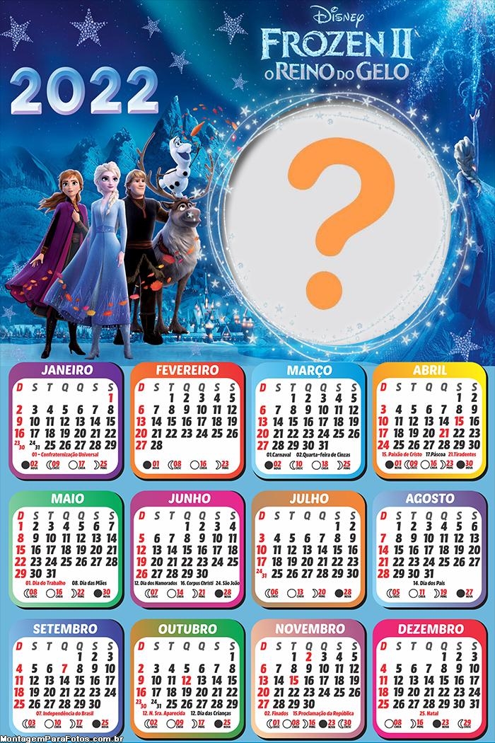 Calendário 2022 Frozen II Montar Online