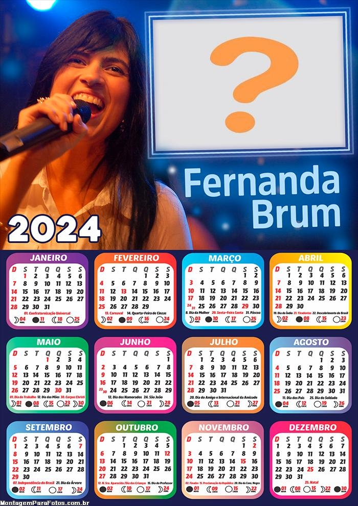 Calendário 2024 Colagem Foto Montagem Fernanda Brum