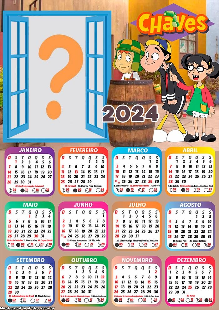 Calendário 2024 Turma do Chaves Emoldurar Online Grátis