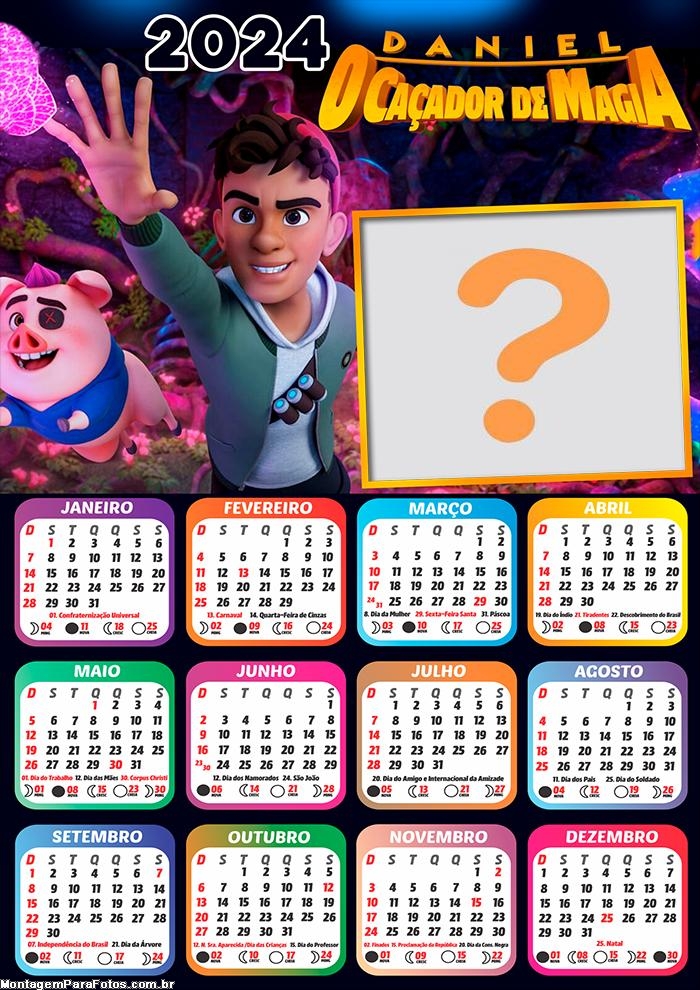 Gratuito Montagem Calendário 2024 Daniel O Caçador de Magia