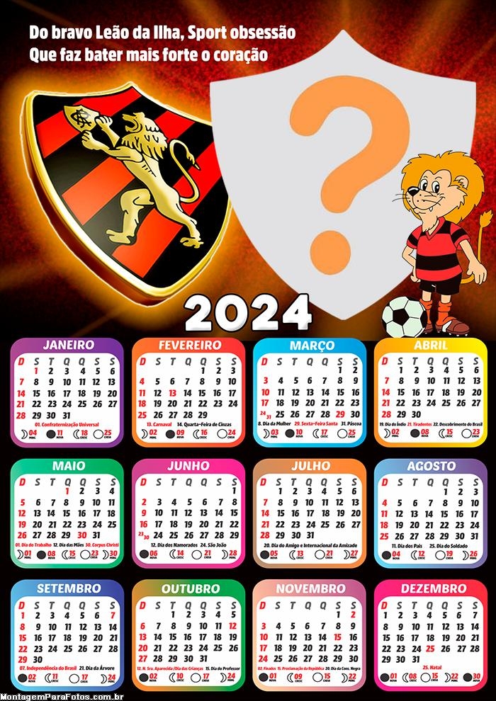 Calendário 2024 Sport Club do Recife Juntar Foto Grátis