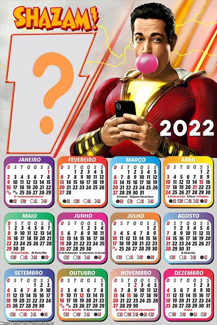 Calendário 2022 Shazam para Fotos Grátis
