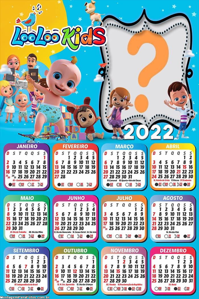 Calendário 2022 Loo Loo Kids Colar Foto