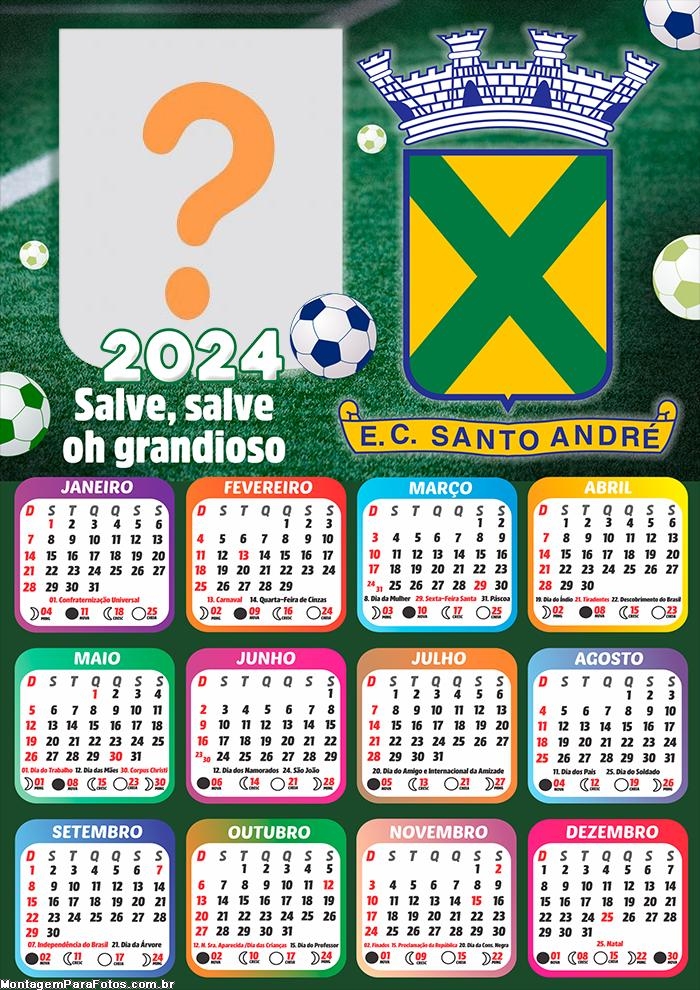 Calendário 2024 Santo André Time de Futebol Foto Grátis