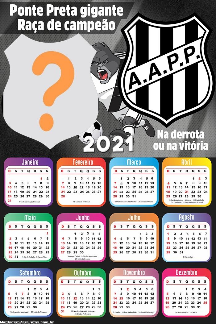 Calendário 2021 Ponte Preta Time de Futebol