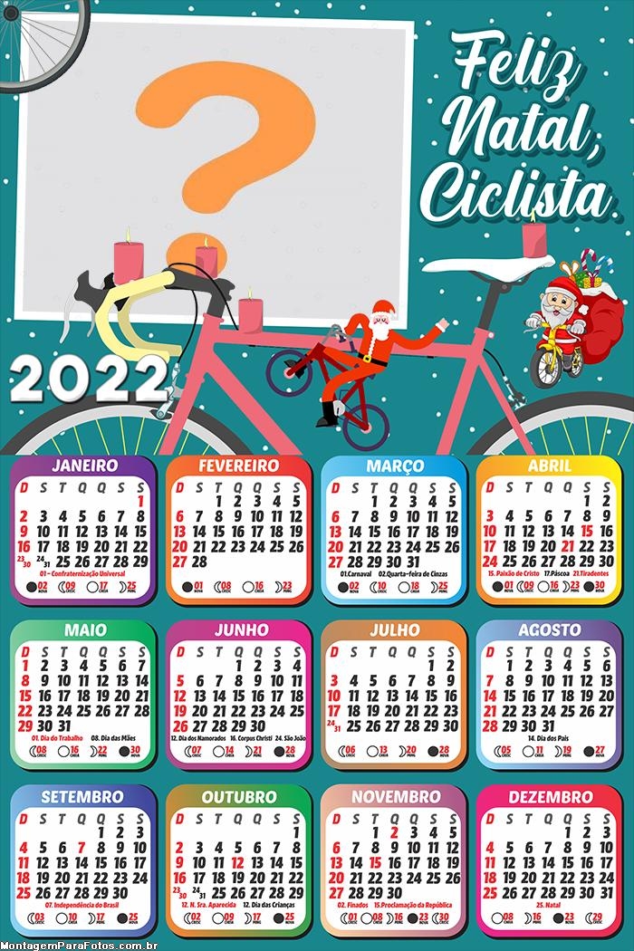 Calendário 2022 Natal Ciclistas Molduras para Fotos Grátis
