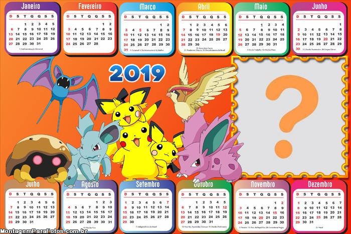 Calendário 2019 Pokémon