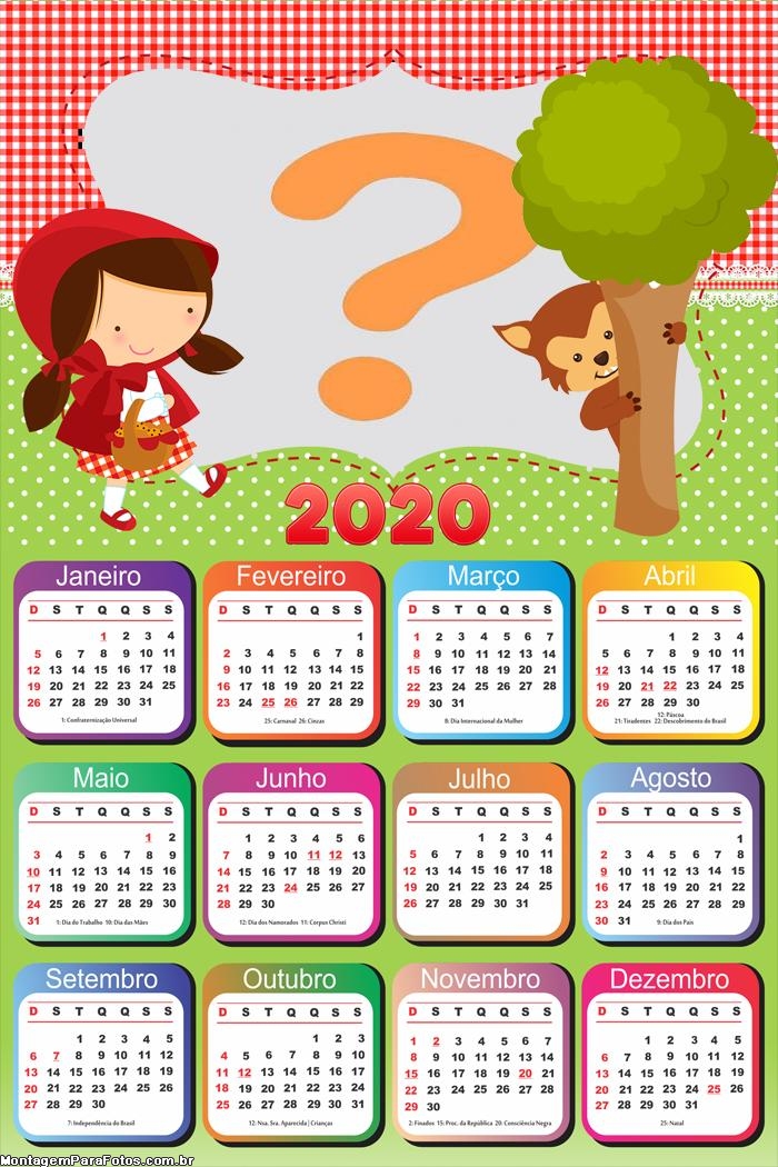 Calendário 2020 Chapeuzinho Vermelho