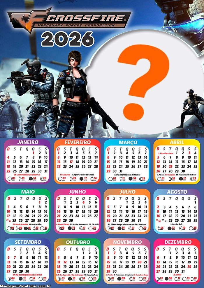Calendário 2026 CrossFire Colagem Online