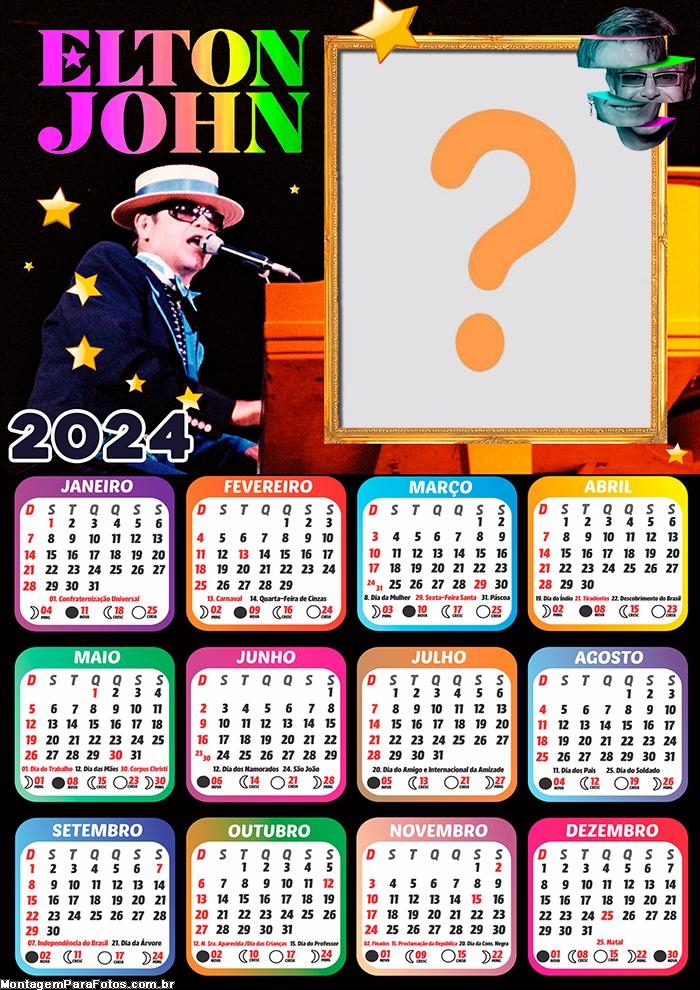 Calendário 2024 Elton John Criar Foto Montagem