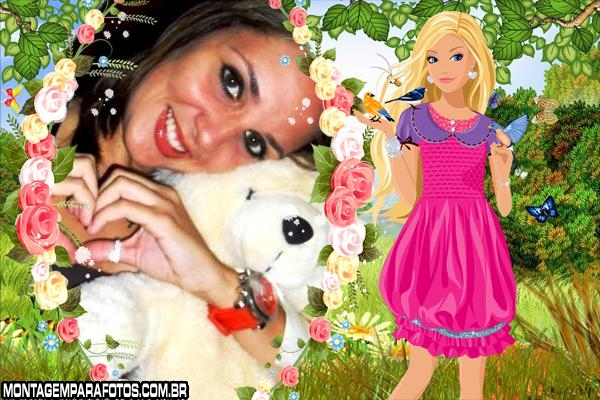 Barbie na Floresta e Animais Moldura