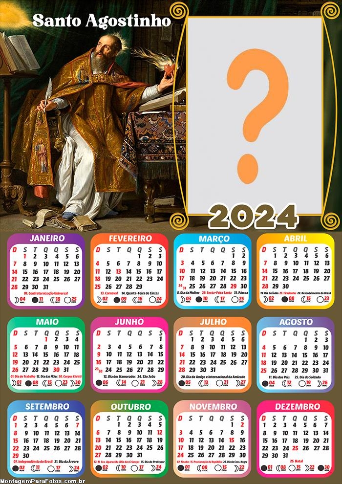 Calendário 2024 Santo Agostinho Fazer Montagem Online