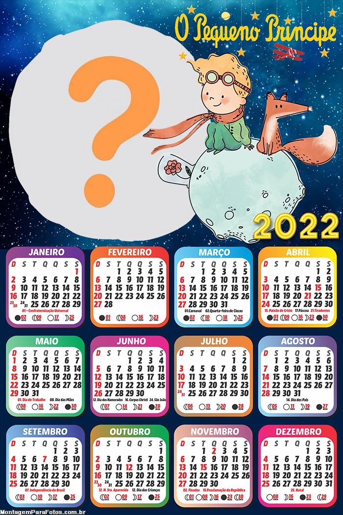 Calendário 2022 O Pequeno Príncipe Gratuito