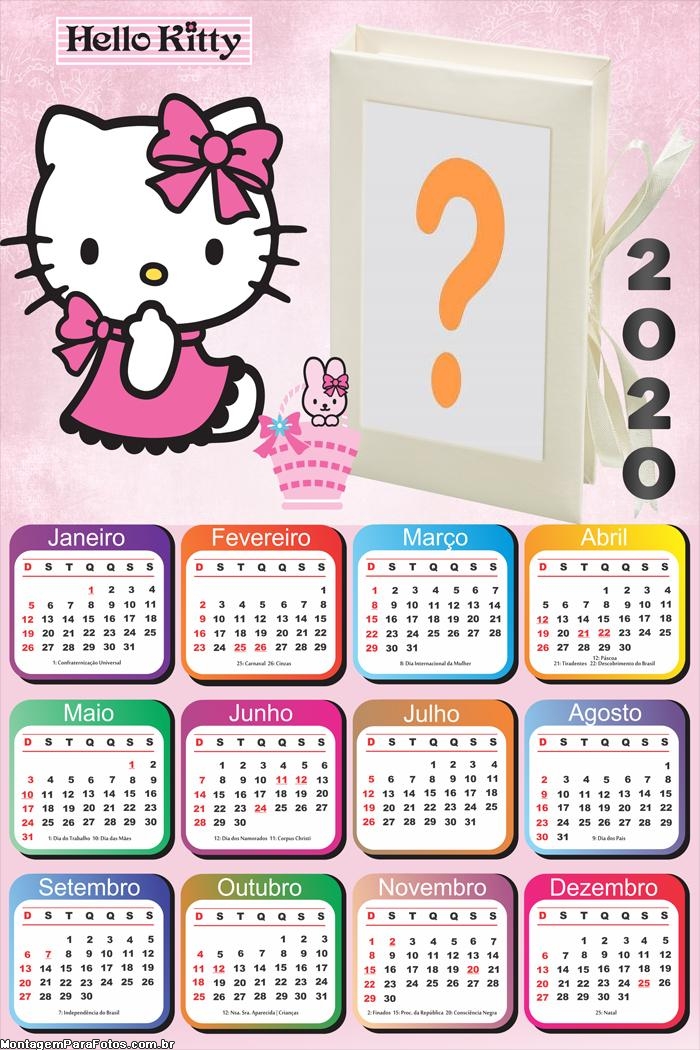 Moldura Online Calendário 2020 Hello Kitty