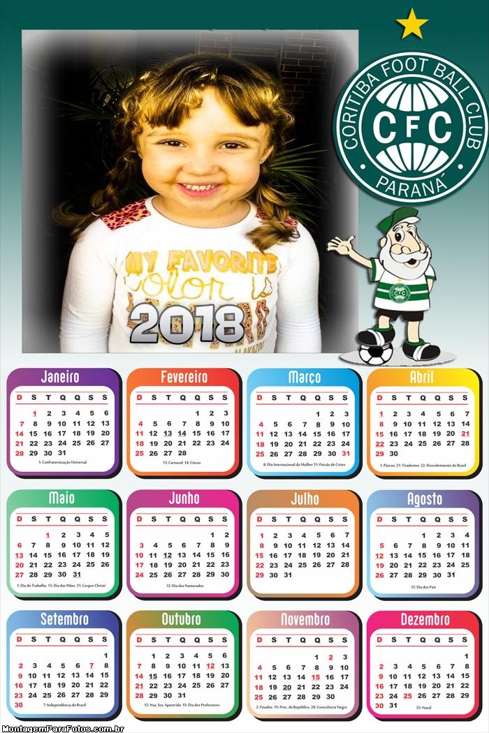 Calendário 2018 do Coritiba Time