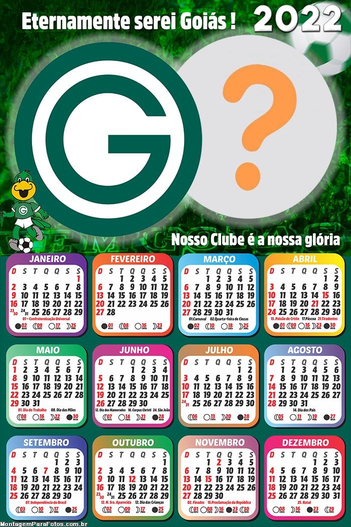 Calendário 2022 Goiás Moldura de Foto Online