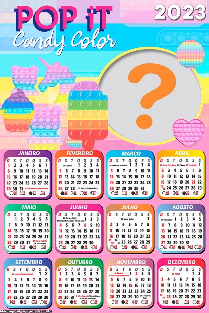 Calendário 2023 Pop iT Candy Color Criar Online