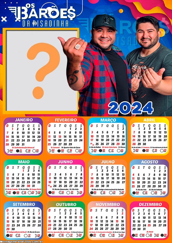 Montagem Calendário 2024 Os Barões da Pisadinha