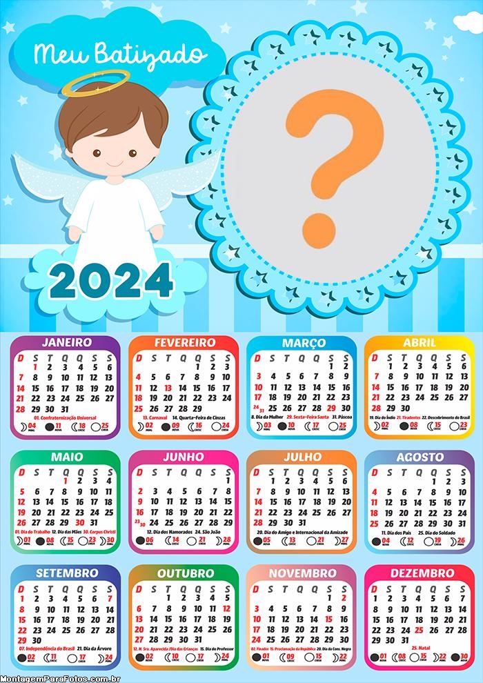 Calendário 2024 Batizado Meninos Criar Online Foto Montagem