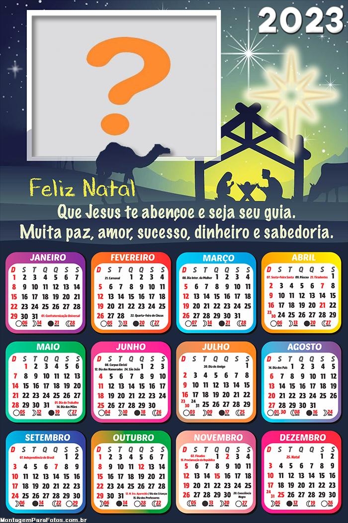 Calendário 2023 Gratuito Feliz Natal Jesus te Abençoe