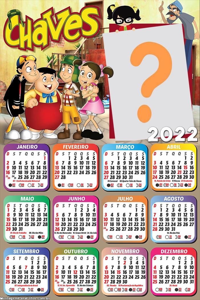Calendário 2022 Personagens Chaves Montagem
