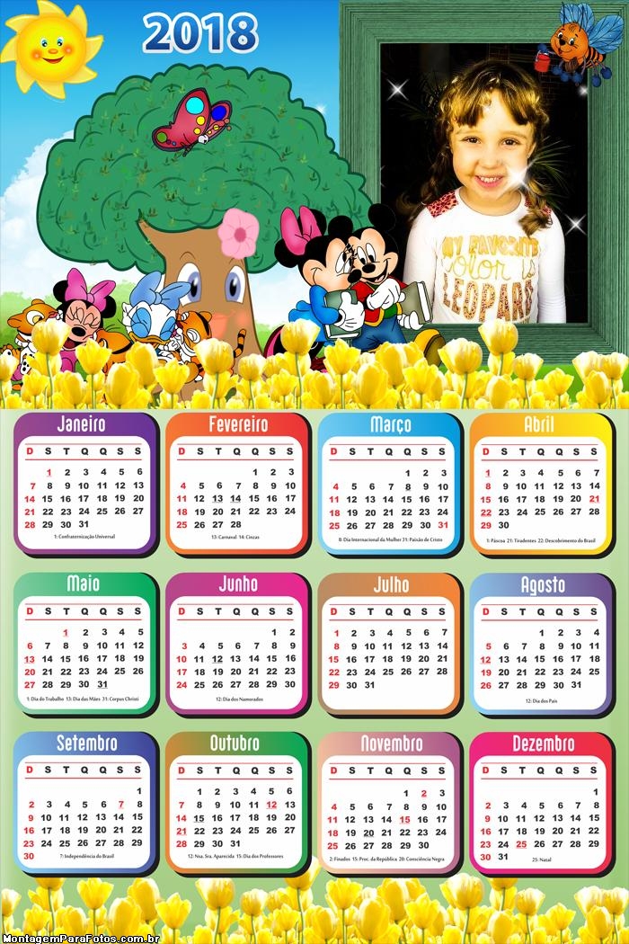 Calendário 2018 Jardim Mickey e Minnie