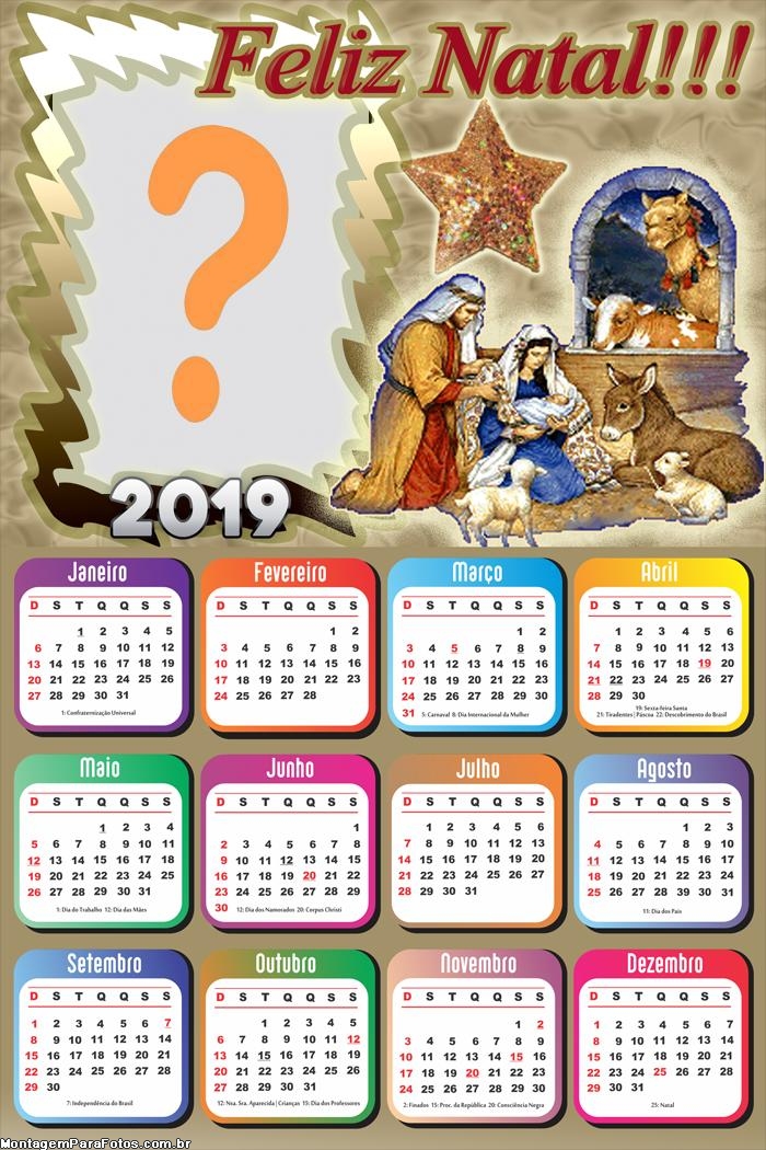 Calendário 2019 Menino Jesus Natal