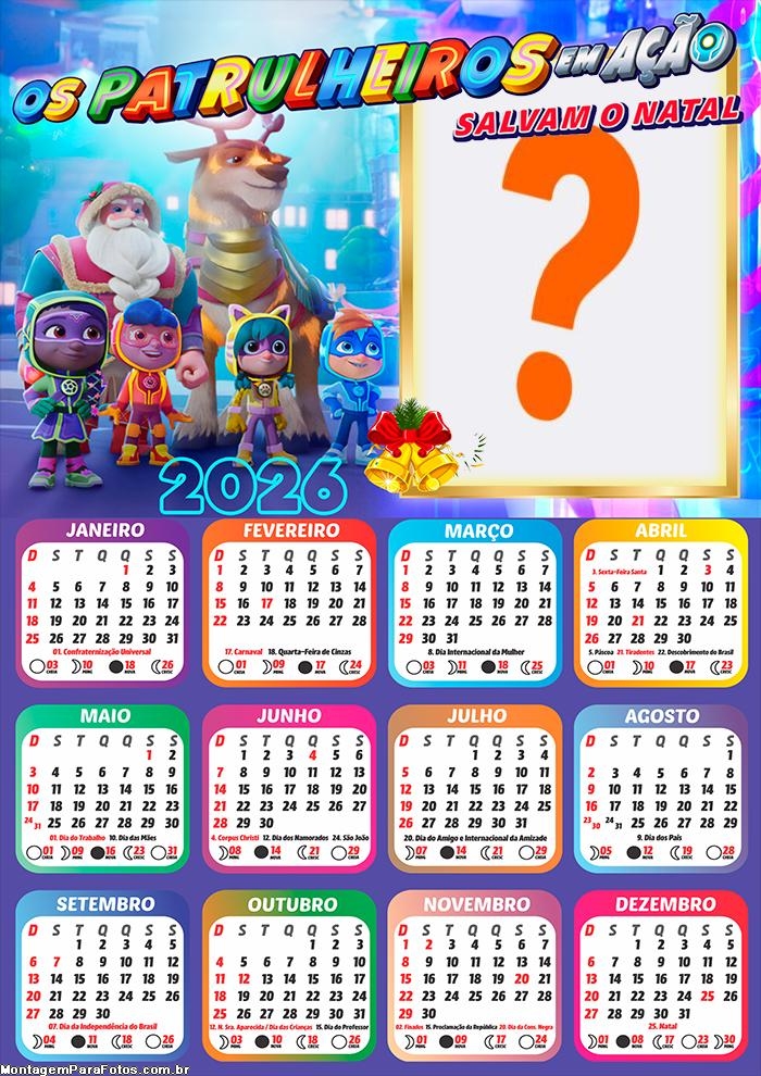 Calendário 2026 Os Patrulheiros em Ação Salvam o Natal Emoldurar Foto Online