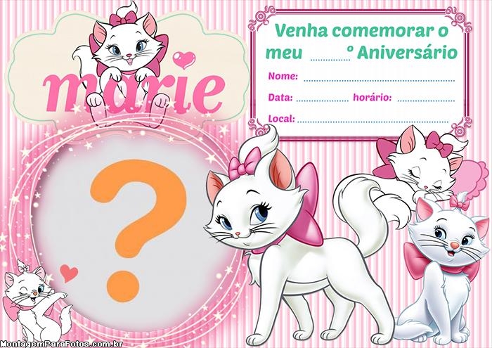 CONVITE GATINHA MARIE 02A, EQF Brindes Personalizados