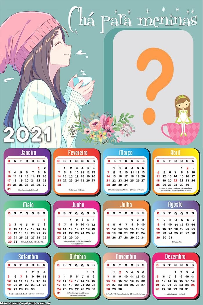 Calendário 2021 Chá para Meninas