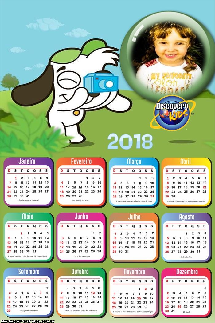 Calendário 2018 Doki Desenho