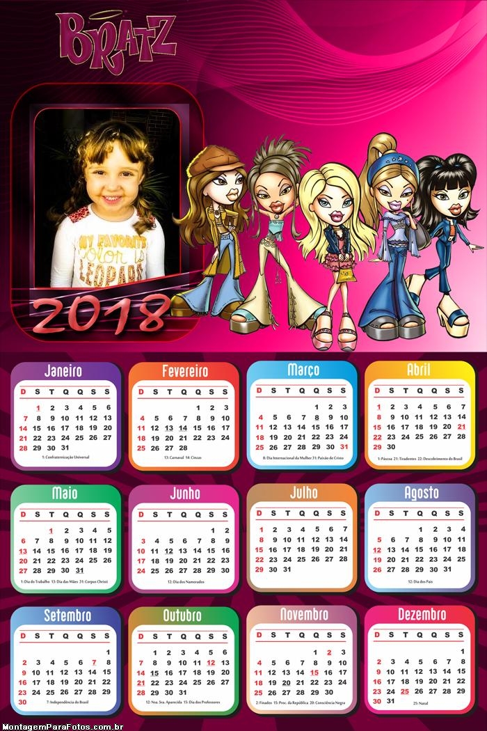 Calendário 2018 Bratz Boneca