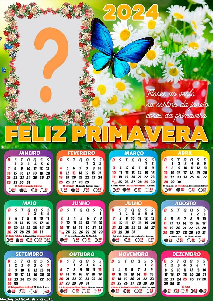 Calendário 2024 Colagem Montagem Feliz Primavera