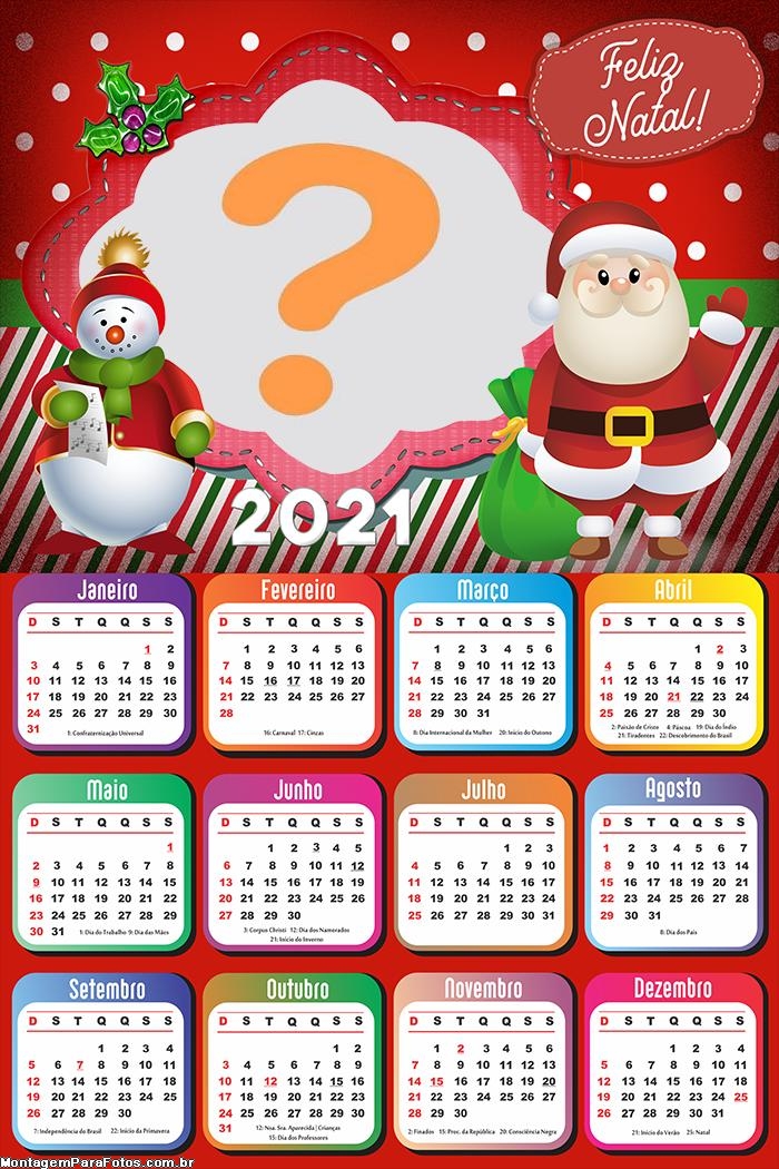 Calendário 2021 para Colocar foto de Natal | Colagem de Foto Calendário 2021 para Colocar foto de Natal | Colagem de Foto