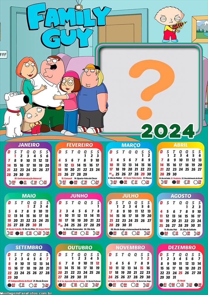 Foto Grátis Calendário 2024 Family Guy