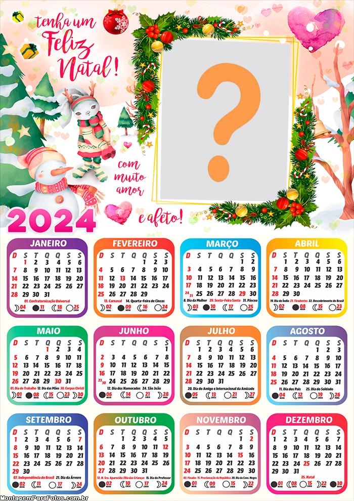 Colagem de Imagem Calendário 2024 Feliz Natal com Muito Amor