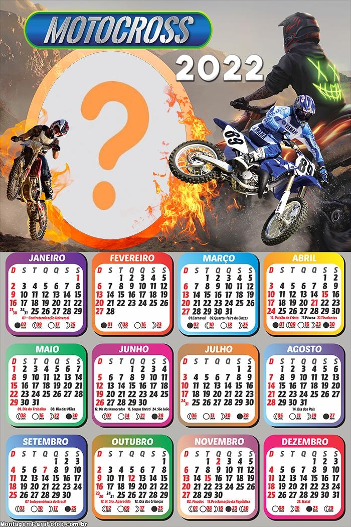 Calendário 2022 Motocross Foto Moldura Grátis