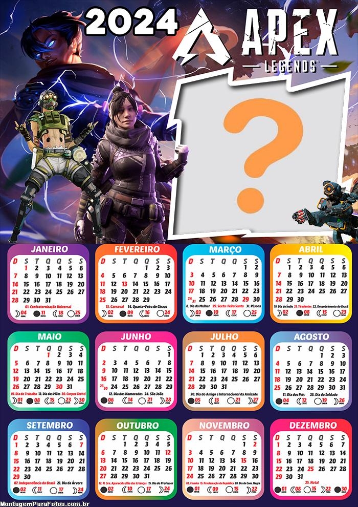 Calendário 2024 Apex Legends Colagem de Foto