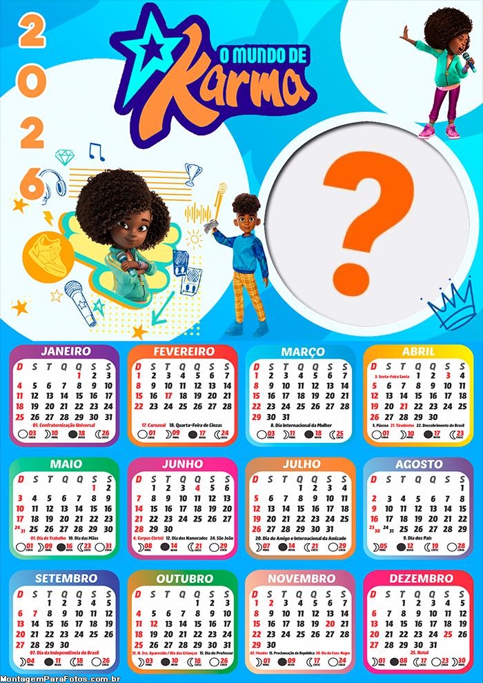 Calendário 2026 O Mundo de Karma Emoldurar Foto Online