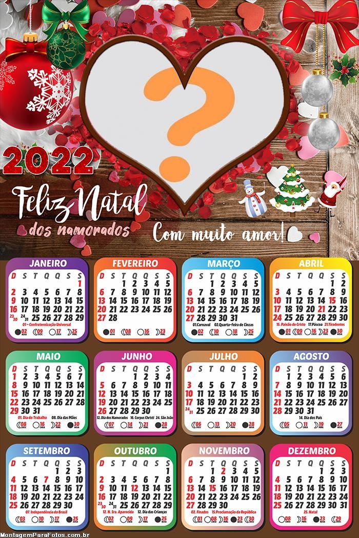 Calendário 2022 Natal para Namorados Colagem